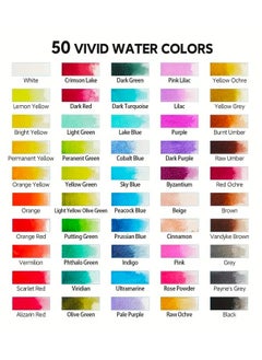 Generic 50-Color Watercolor Paint Set, Metal Boxed Solid Pigment Supplies, Solid Water Color Kit With Brush,Sponge And Palette,Ideal For Adults, Kids, Beginners And Professional Art Supplies  - Image 3