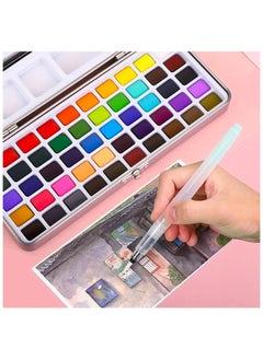 Generic 50-Color Watercolor Paint Set, Metal Boxed Solid Pigment Supplies, Solid Water Color Kit With Brush,Sponge And Palette,Ideal For Adults, Kids, Beginners And Professional Art Supplies  - Image 4