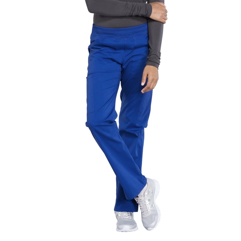 CHEROKEE Workwear Professionals Women Scrubs Pant Mid Rise Straight Leg Pull-on Cargo WW170, L, Galaxy Blue - Image 3
