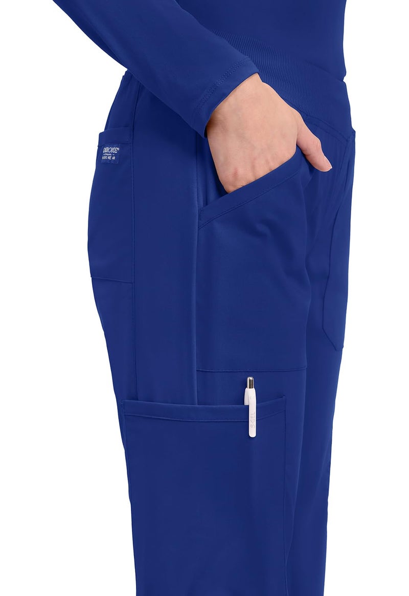 CHEROKEE Workwear Professionals Women Scrubs Pant Mid Rise Straight Leg Pull-on Cargo WW170, L, Galaxy Blue - Image 2