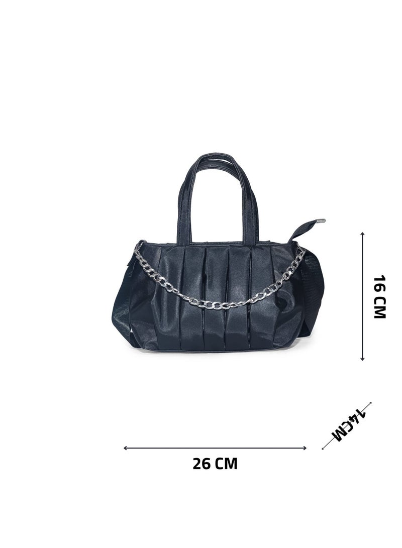 Stylish 2-Way Waterproof Crossbody & Hand Bag for Women with Metal Chain Detail - Image 4