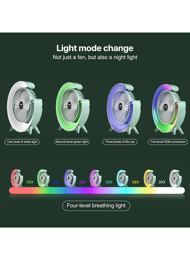 Toy Box Fans and Table Lamp, 360° Rotatable Desk Fans, 3 Speeds Adjustable Table Fan with Ambient Light, 1800mah Rechargeable Travel Fan Colorful Night Lights for Bedroom Home Office Outdoor  - Image 2
