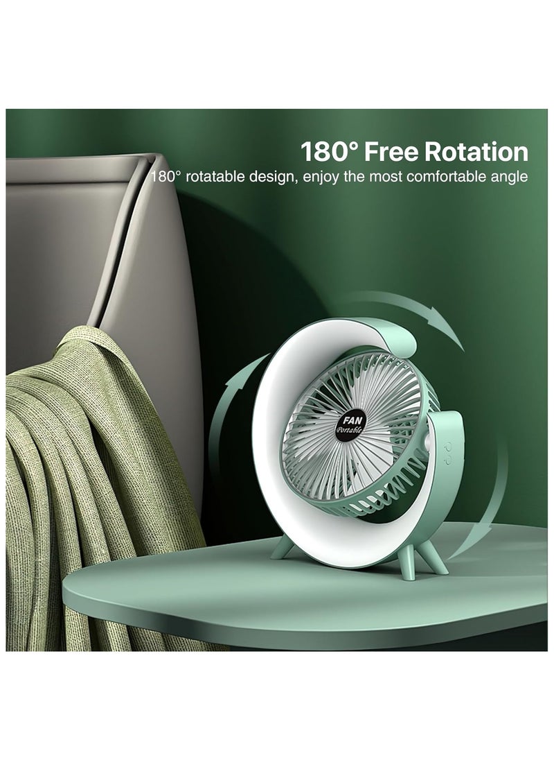 Toy Box Fans and Table Lamp, 360° Rotatable Desk Fans, 3 Speeds Adjustable Table Fan with Ambient Light, 1800mah Rechargeable Travel Fan Colorful Night Lights for Bedroom Home Office Outdoor  - Image 3