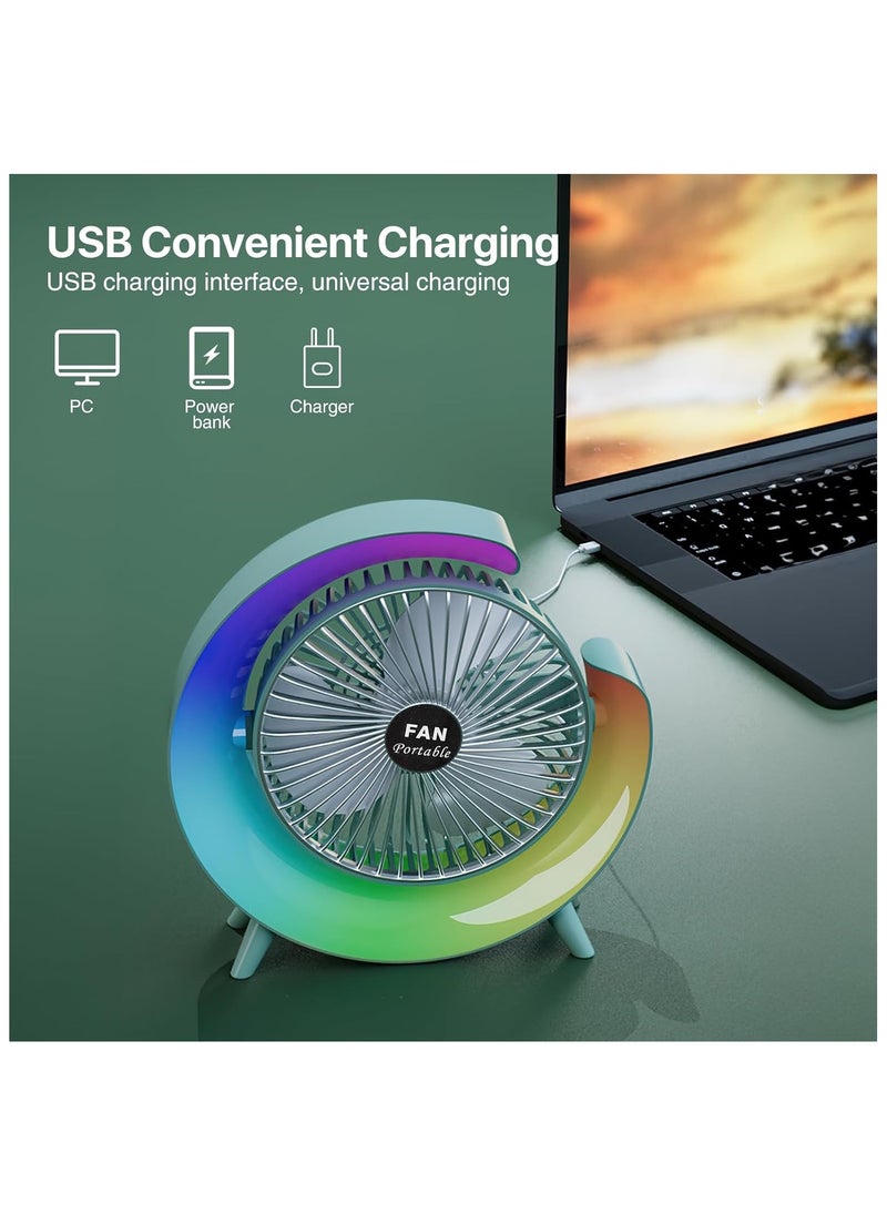 Toy Box Fans and Table Lamp, 360° Rotatable Desk Fans, 3 Speeds Adjustable Table Fan with Ambient Light, 1800mah Rechargeable Travel Fan Colorful Night Lights for Bedroom Home Office Outdoor  - Image 5