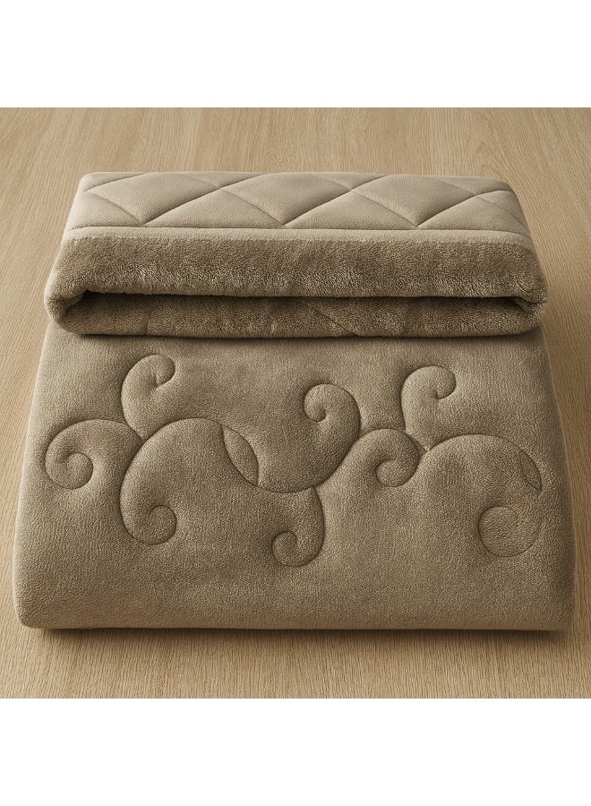 مينج لي مفرش شتوي نفر ونص نظام وجهين (مخمل × فرو) – طقم مفارش 4 قطع يشمل لحاف، شرشف مطاطي، غطاء وسادة وغطاء مخدة، يناسب سرير مقاس 140×200 سم - Image 5