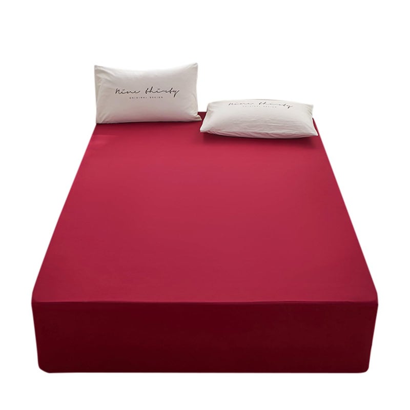 rushrushlulu Bedding Twin Size Fitted Sheet Only-Twin Size Deep Pocket Bottom Fitted Sheet Fits 15inches Bed Matress Sheet Soft and Microfiber Easy Care-Wine Red - Image 1