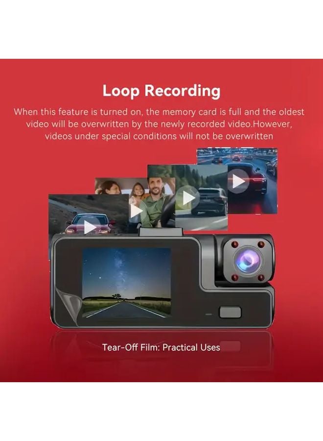 Triple Camera Dash Cam With Dual Front Inside Car And Reversing Camera 32G Memory Card - Image 4