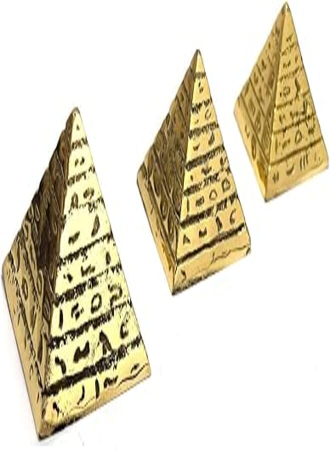 immatgar pharaonic Egyptian Statue 3 Pyramids from Brass Egyptian souvenirs gifts Inspired Gift from Egypt (5.5 CM)