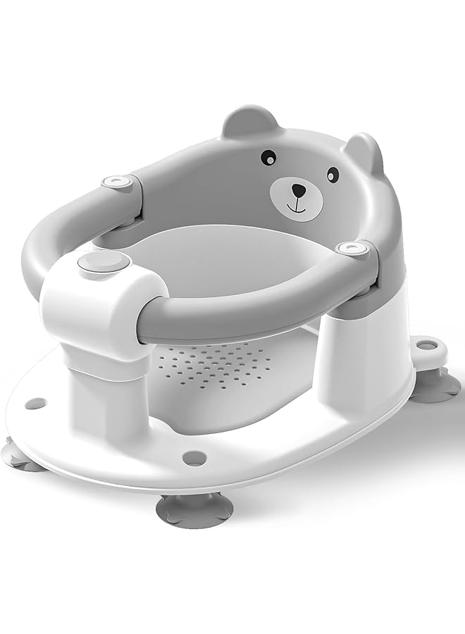 Baby Bath Seat For Babies Infant Bath Tub Portable Sit Up Seats Bathing Chair Newborn Essentials Toddler Must Haves 0 12 Months Bathtub Sink Bather Sitting Shower Support Travel Ring (Grey) - Image 1