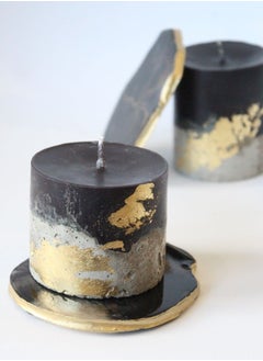 Generic Decorative Candle Set with Handmade Gold Papers / 2 pcs  - Image 3