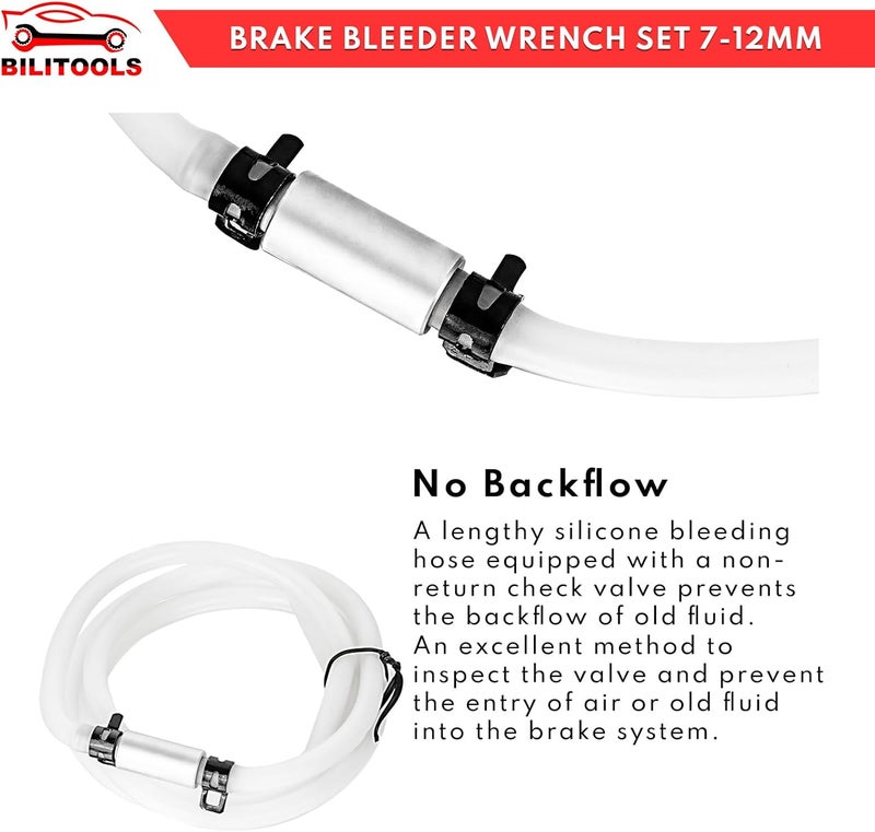 BILITOOLS Brake Bleeder Wrench Set, 7-12 MM with Non-Return Check Valve - Image 5