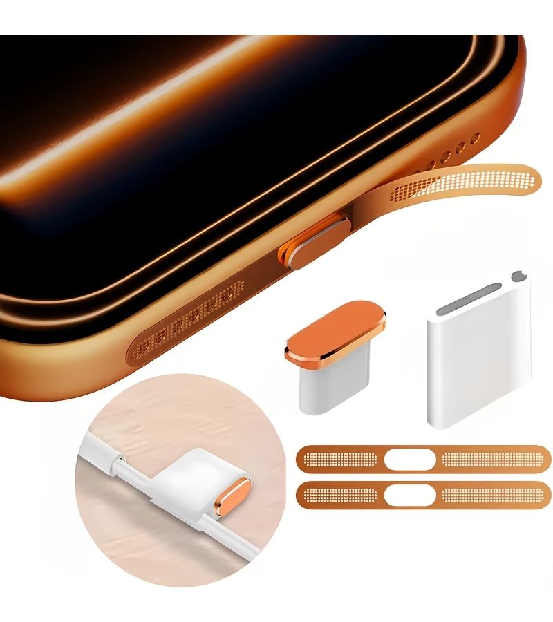 4 قطع غطاء غبار لون أصفر معدني لحماية المتكلم 17pro من الغبار - Image 1