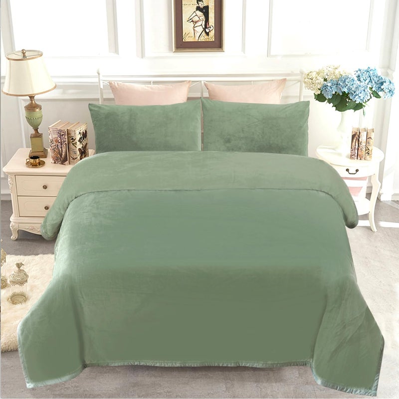 JYK Fleece Plush Blanket 3.5 LB, 1 Ply, Korean Mink Blanket Queen 79" x 91" - Super Soft and Warm, Lightweight and Cozy Fuzzy Solid Color Fleece Blanket for Bed, Green - Image 2
