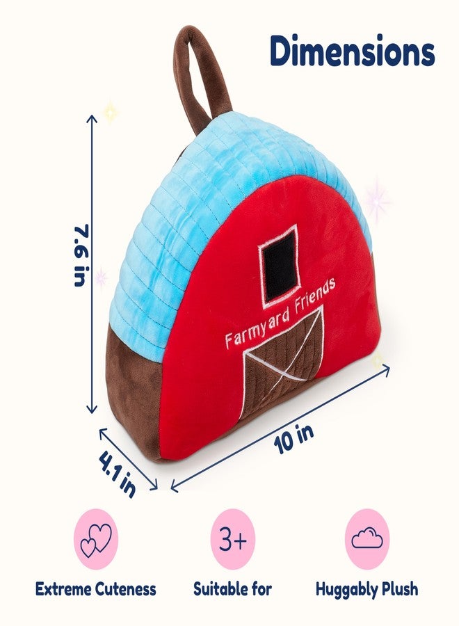 بيكسي كراش مجموعة بيكسي كراش من 5 قطع من حظيرة حيوانات المزرعة القطيفة - مصنوعة من أقمشة ناعمة - تتضمن 4 حيوانات مزرعة محشوة: خروف، خنزير، بقرة، دجاجة - حقيبة حمل على شكل حظيرة - سهلة الحمل - متعددة الألوان - Image 3