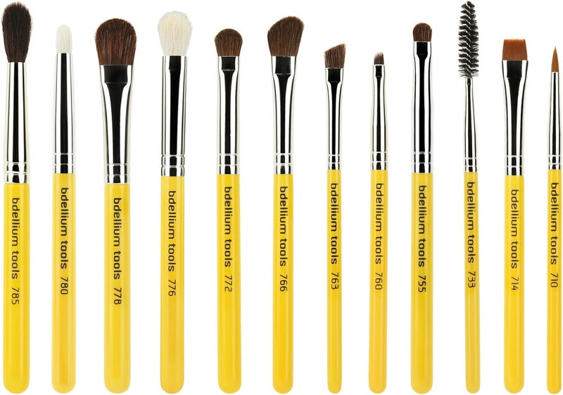 Bdellium Tools Travel Line Eye Set - 12 Piece Makeup Brush Set with Roll-up Pouch - Image 2