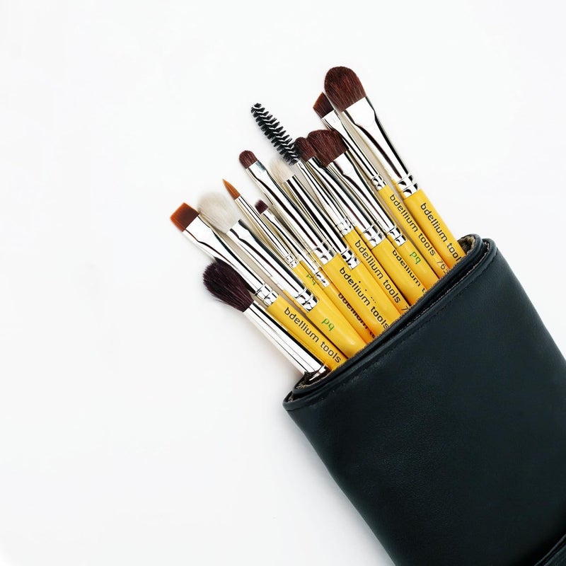 Bdellium Tools Travel Line Eye Set - 12 Piece Makeup Brush Set with Roll-up Pouch - Image 5