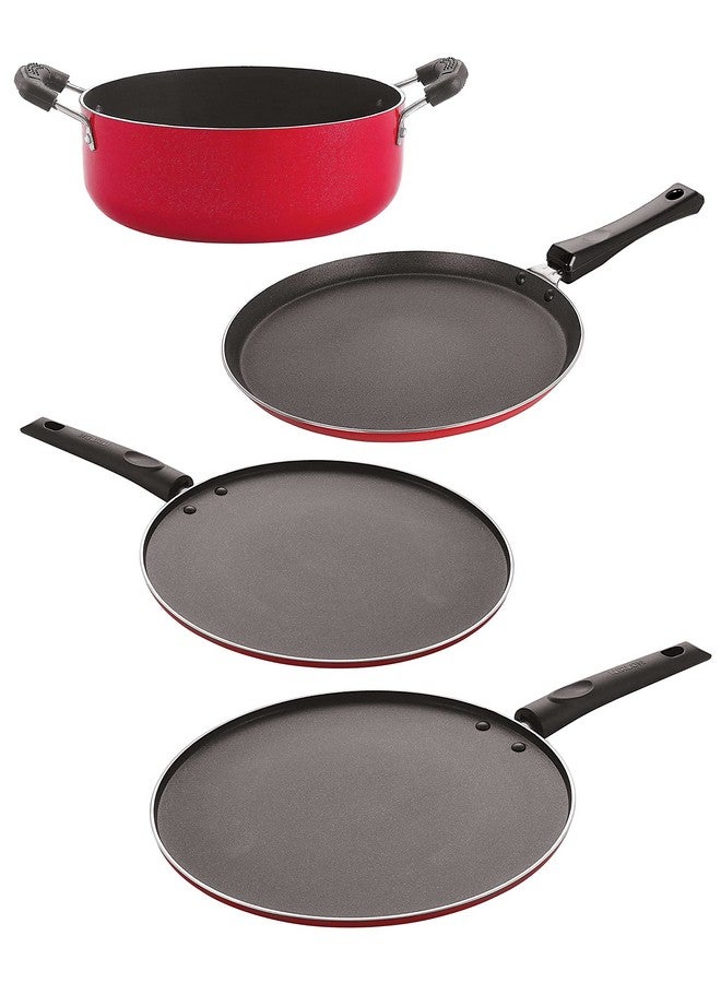 Nirlon Nirlon Non Stick PFOA Free Gas Compatible Cookware Utensil Item Set of 4 Pieces (FT11_ST11_ST12_CS24) 