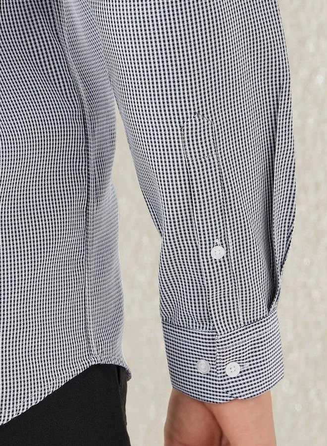 Splash FAV Regular Fit Checked Collared Shirt with Long Sleeves