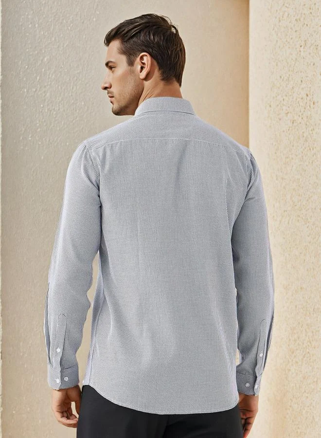 Splash FAV Regular Fit Checked Collared Shirt with Long Sleeves