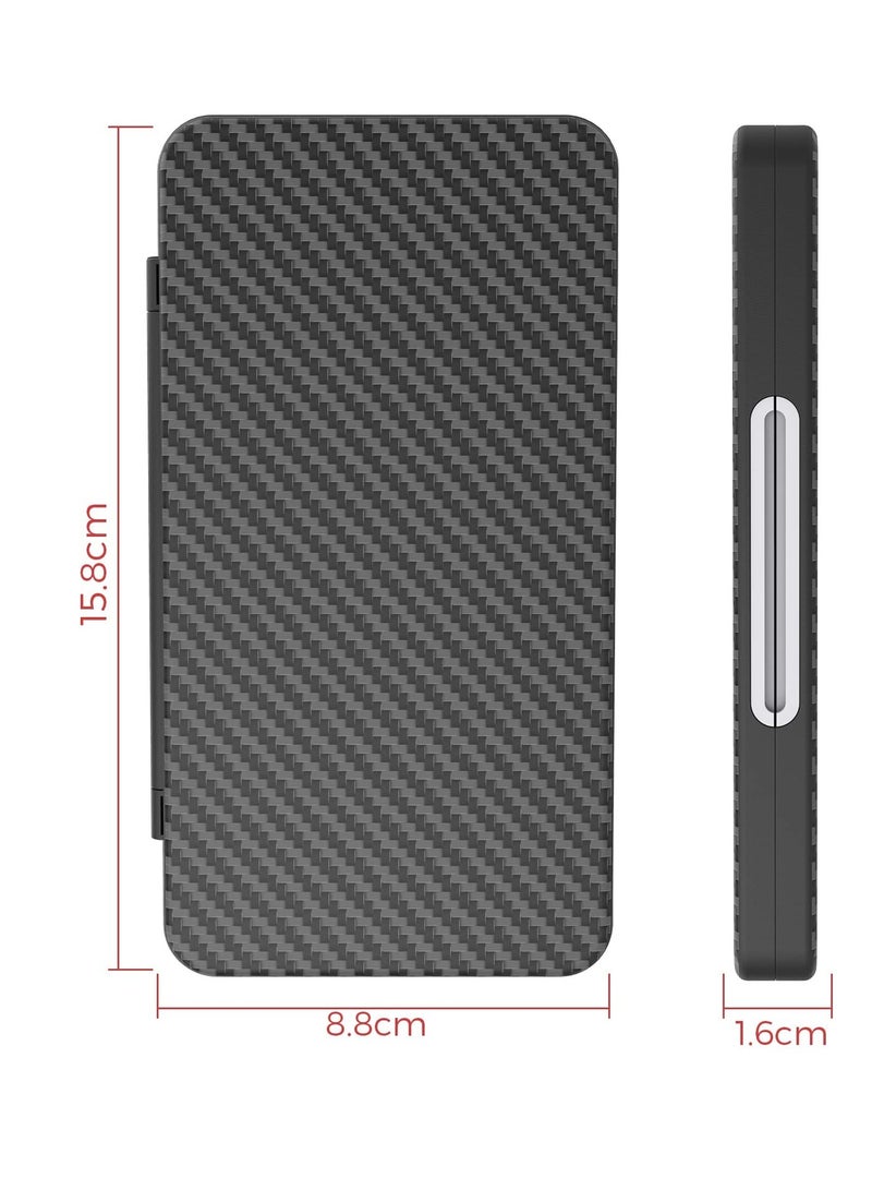 SYOSI Game Card Case for Nintendo Switch OLED Game Card Micro SD Memory Cards with 24 Game Card Slots and 24 Micro SD Card Slots,Carbon Fibre Surface Shell Silicone Lining Portable Cartridge Storage Box - Image 2