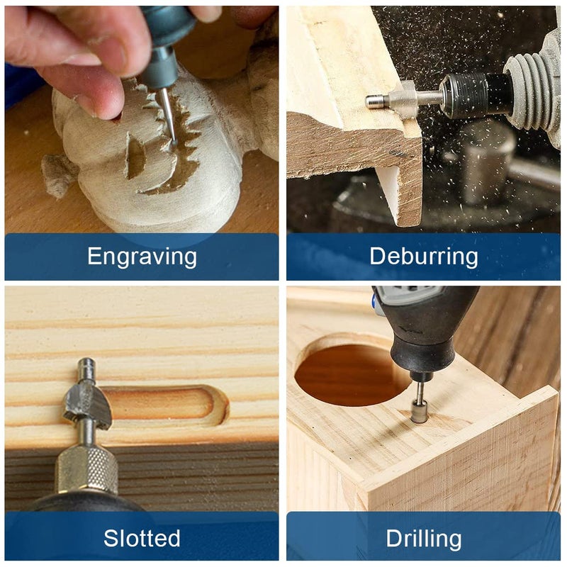shengbenhao Wood Carving Bits Engraving Router Bit, 20pcs HSS Different Rotary Burr Set with 1/8"(3mm) Shank for Rotary Tools for DIY Woodworking, Carving, Drilling, Engraving, Trimming - Image 3