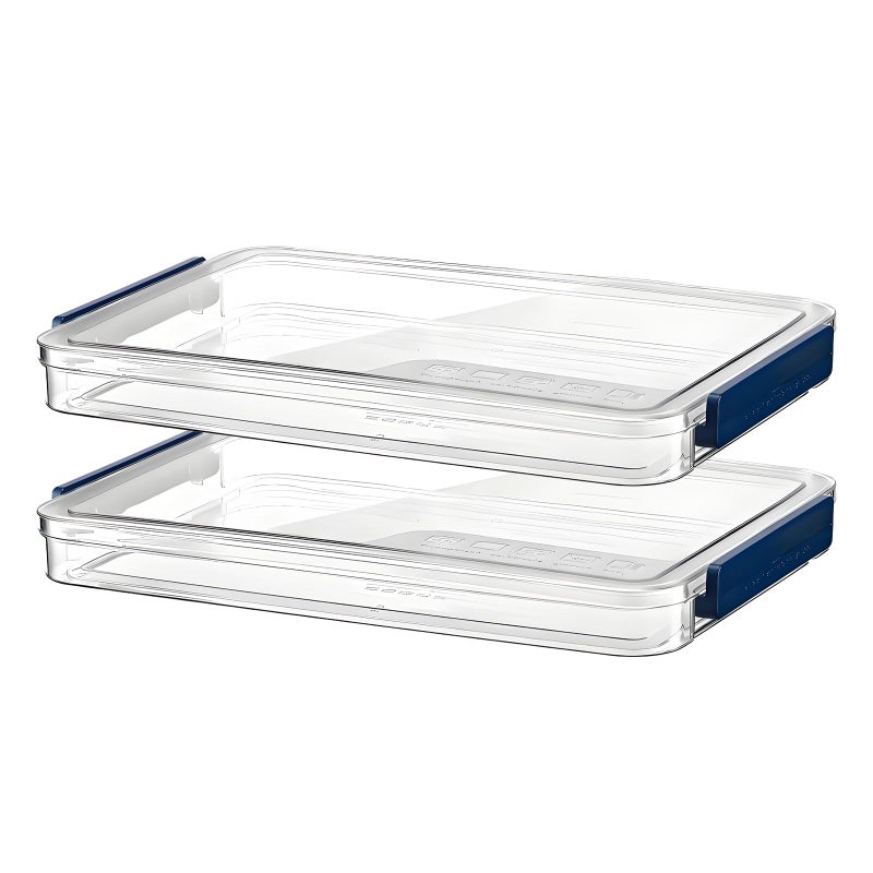 RHONZHAO 2 Pcs Plastic Portable Project Case, Clear Stackable Storage Boxes Organizer for A4 Files, Scrapbooks, Art Supplies (â€ŽBlue Latch, Small) - Image 1