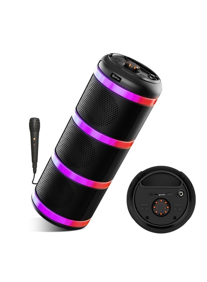 بي ترون مكبر صوت pTron Fusion Theatre V2 60W Karaoke Bluetooth Party مع صوت ستيريو قوي، وأضواء RGB إيقاعية، وميكروفون سلكي Karaoke بطول 3 أمتار، و5 موازنات صوت، وتشغيل BT/USB/SD، وشحن من النوع C (أسود ملكي) - Image 1