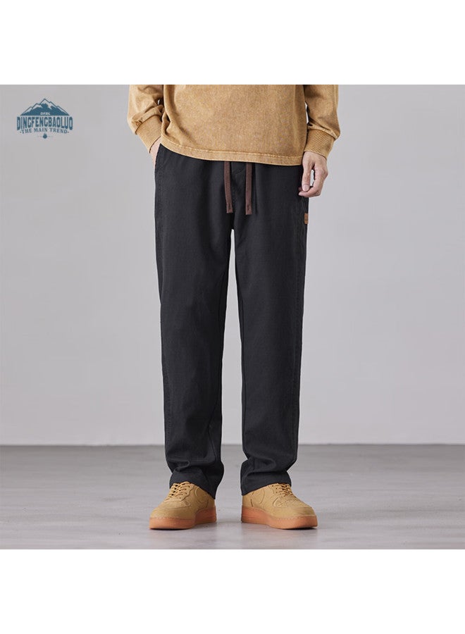 Dingfengbaoluo Men's Straight-leg Pants Spring Loose Comfortable Solid Color Casual Sports Trousers Xyy29 Black 3XL - Image 1