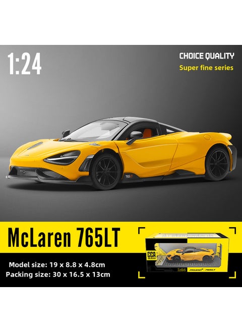 1:24 Scale Alloy McLaren 765LT Model Car Collectible Yellow