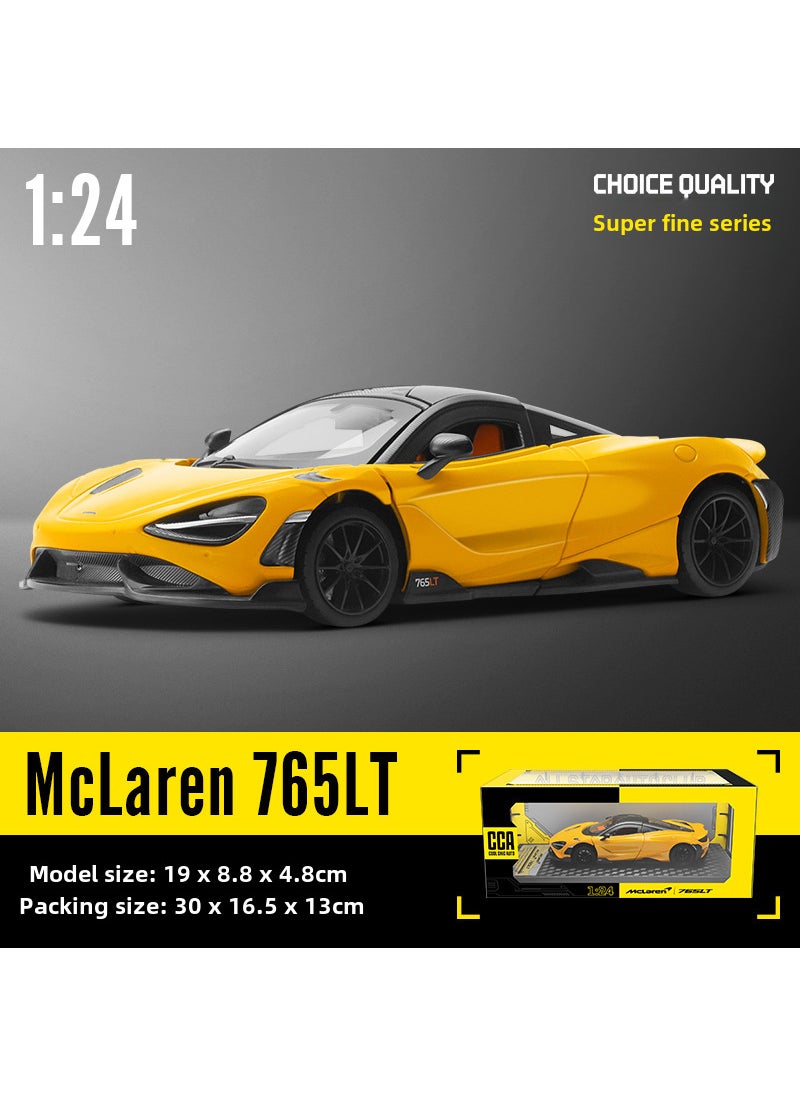 null - 1:24 Scale Alloy McLaren 765LT Model Car Collectible Yellow - Image 1