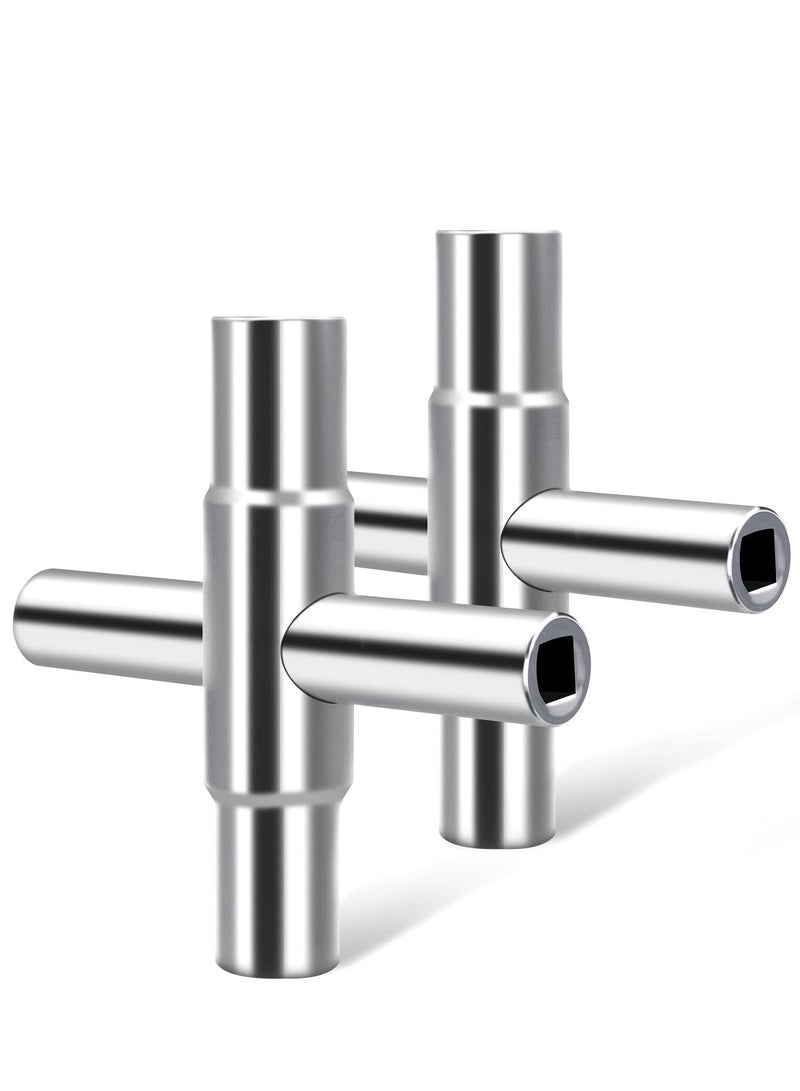 Excefore 2 Pcs Silver Water Key Steel Sillcock Wrench, 4  Way Sillcock Key Wrench, Suitable for Sillcocks Faucets Valves Spigots,1/4", 9/32", 5/16", 11/32" - Image 1