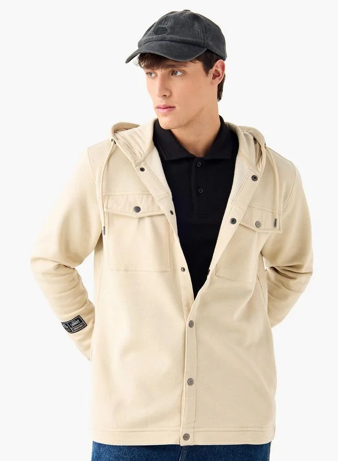 سبلاش فيڤ قميص بارز الملمس بجيوب على الصدر وقبعة