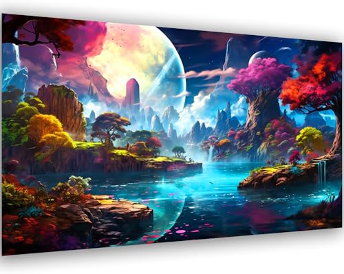 Meothan 5D Large Size Diamond Art Kits for Adults Big Diamond Painting Kits for Adults Beginners DIY Extra Large Paint by Diamond Gem Art Dots Painting Kits for Walls Decor 276x16inch Moon Landscape - Image 1