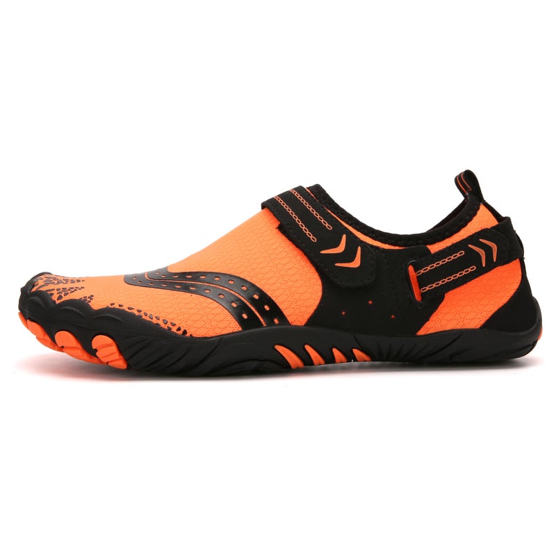 Quick Dry Trekking Shoes: Size 40 Orange, Flexible Spandex Upper, Anti-slip Thick Rubber Sole - Breathable Air Holes, Comfort EVA Insole With Air Vents for Outdoor Trekking, Beach Use - Image 2