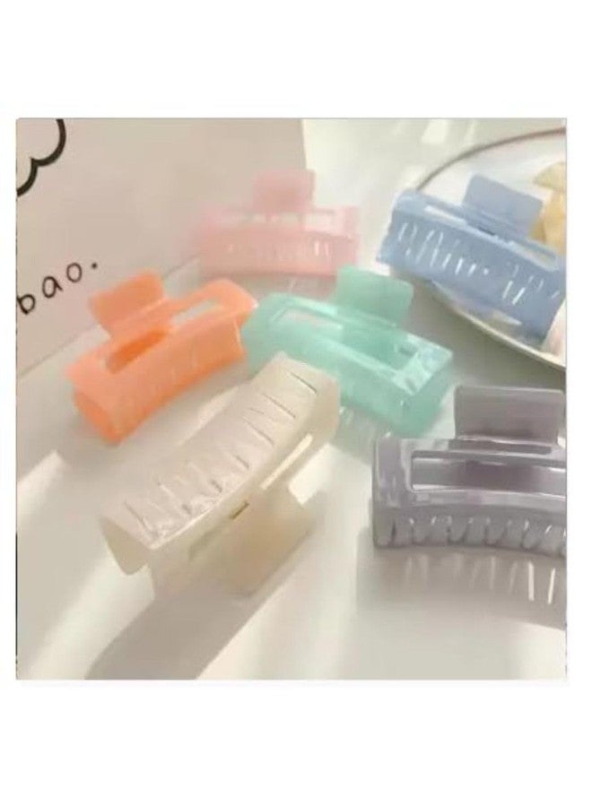 DN Creation مجموعة دي إن كرييشن من 3 مشابك شعر بلاستيكية مستطيلة الشكل، لون موحد غير لامع، مشابك شعر مانعة للانزلاق، إكسسوارات تصفيف شعر جامبو - ألوان متنوعة - Image 5