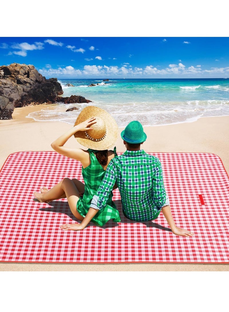 Generic 200*220cm Foldable Waterproof Outdoor Picnic Mat，Waterproof Foldable Outdoor Camping Mat，Widen Picnic Mat， Plaid Beach Blanket， Baby Multiplayer Tourist Mat ,6.56 feet x 7.22 feet  - Image 2