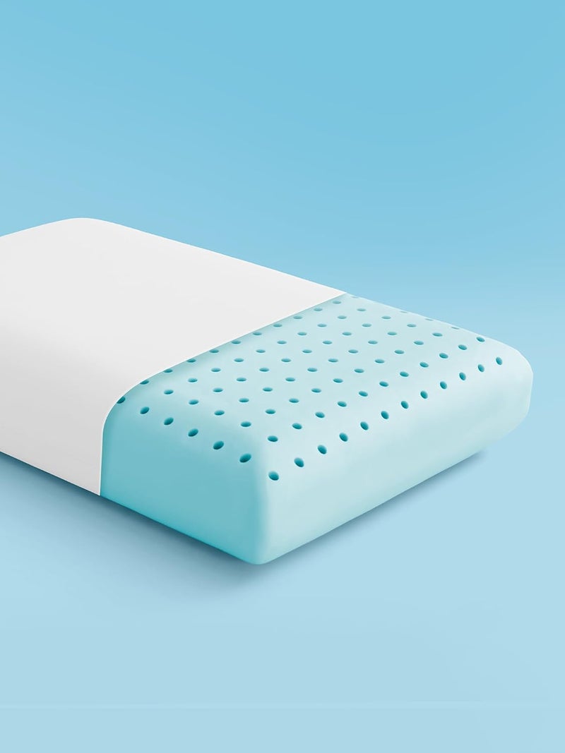 SLEEP ZONE وسادة رغوة الذاكرة المبردة من - عديمة الرائحة، قابلة للتنفس، صديقة للبشرة مع دعم فائق للنائمين على الظهر أو البطن أو الجانب، أساسيات المنزل والفندق والمستشفى (أبيض، مقاس كينغ، عبوة مزدوجة) - Image 1