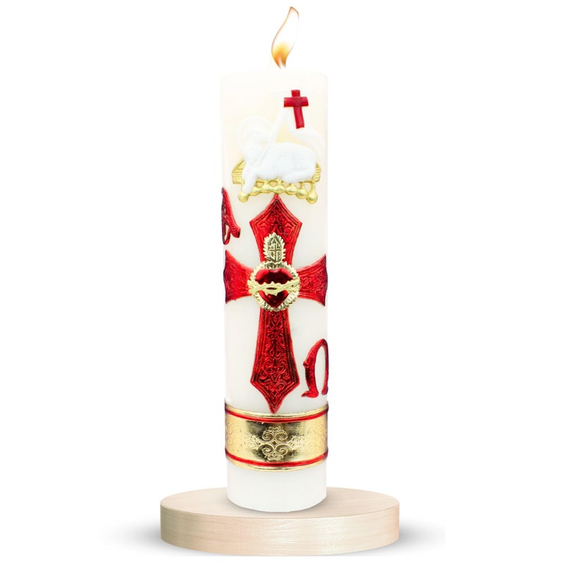 Nuestra Fe Cirios religiosos catolicos Grandes - Cirio Pascual catolico - sirios catÃ³licos Grandes - Saint Candles Prayer Candles - Our Lady of Guadalupe Religious Candle - Catholic Candle Pascuales - Image 1