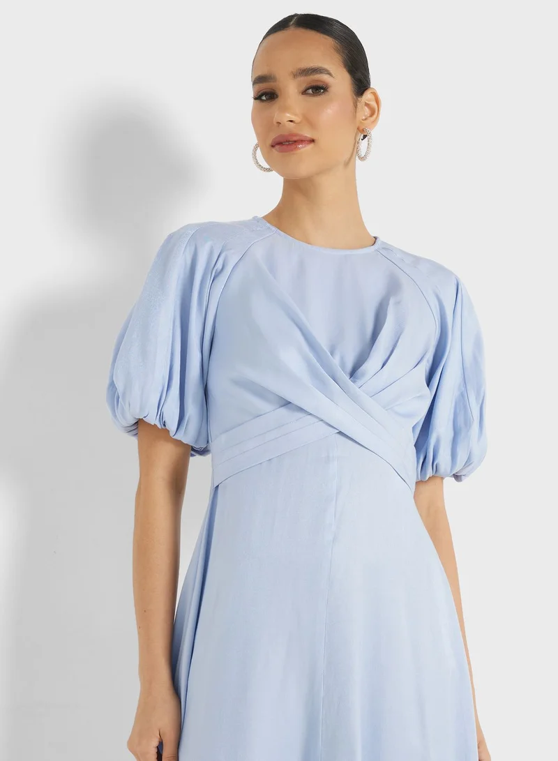 Femi9 Puff Sleeve Pleated Dress