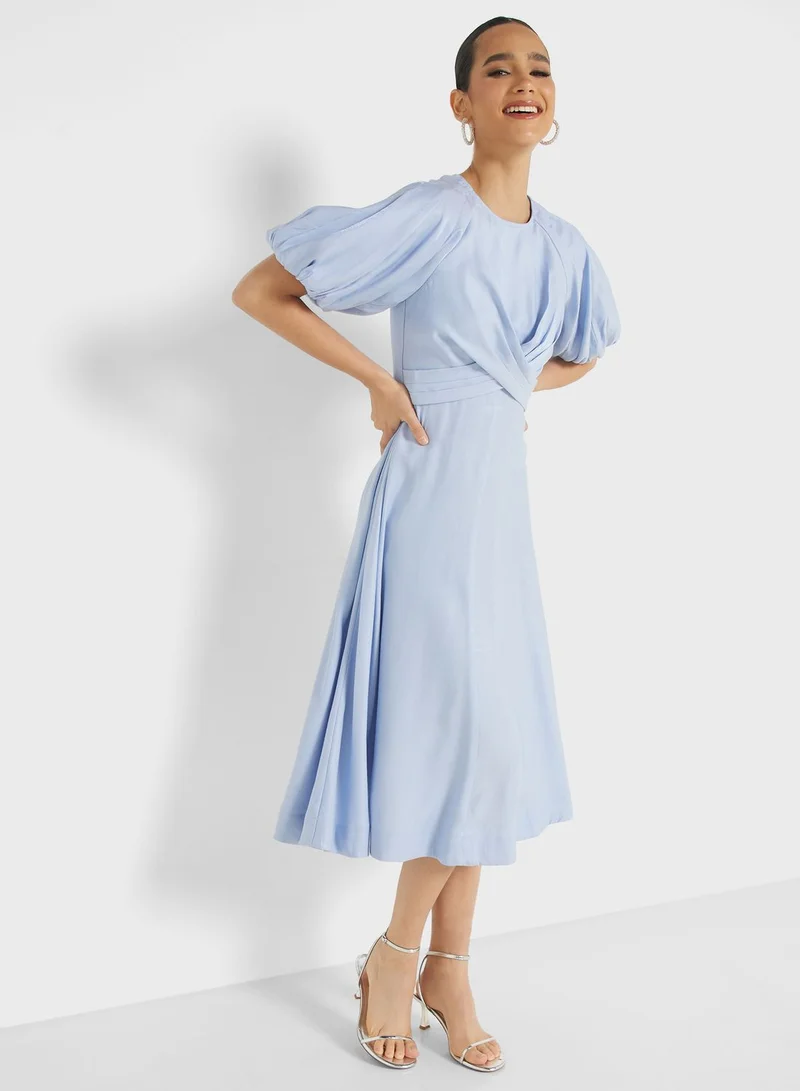 Femi9 Puff Sleeve Pleated Dress