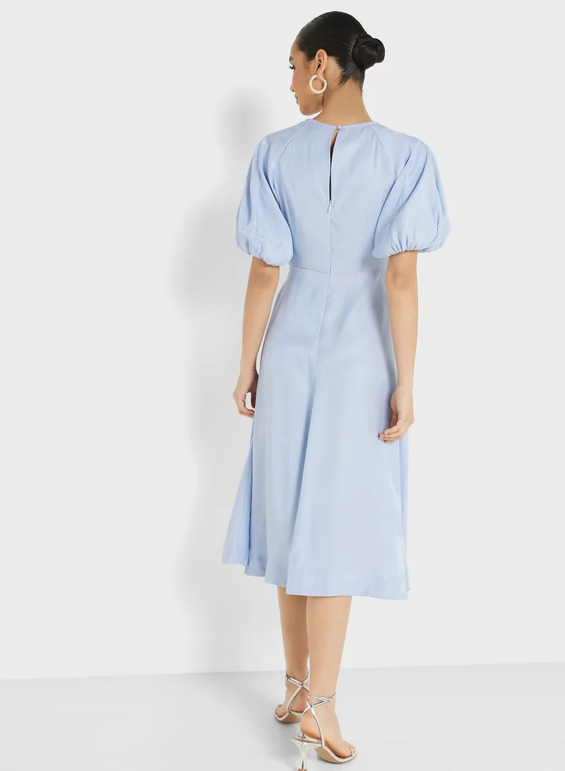 Femi9 Puff Sleeve Pleated Dress