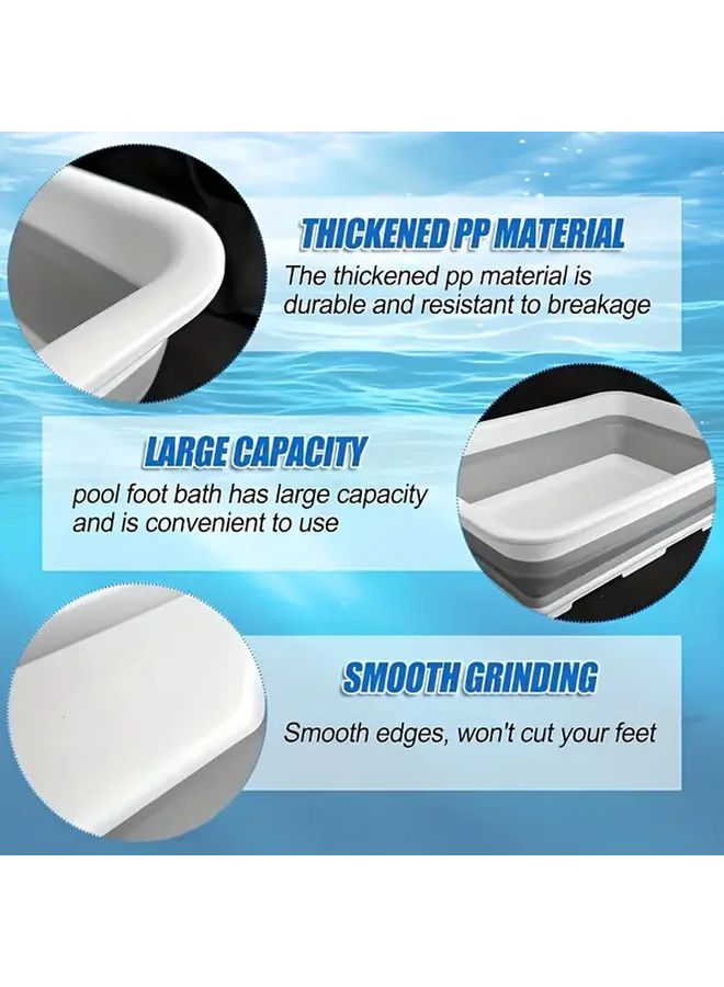Foldable Pool Foot Bath Tray Grey White, Non-Slip Portable Basin for Ground Pool Accessories - Image 5