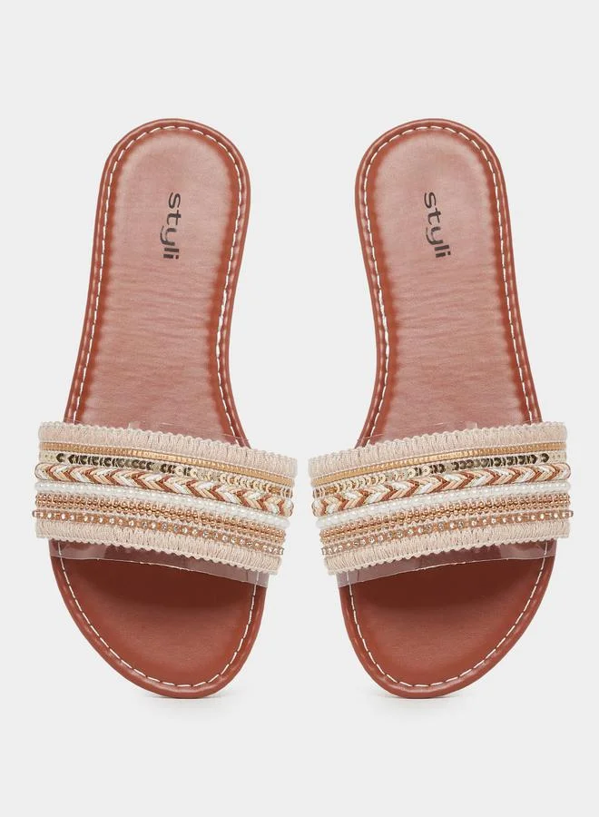 Styli Styli Embellished Flat Sandals