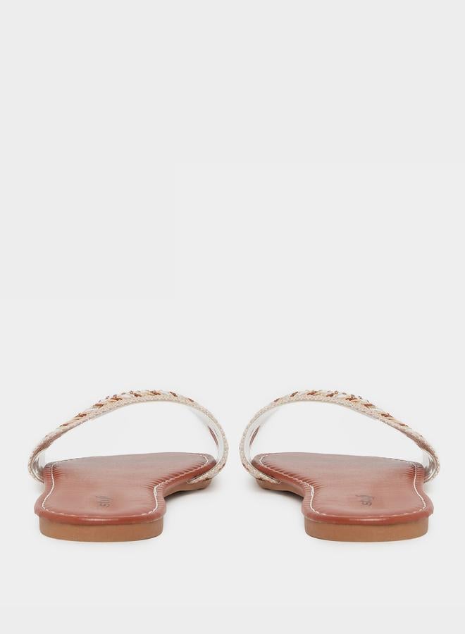 Styli Embellished Flat Sandals - Image 4