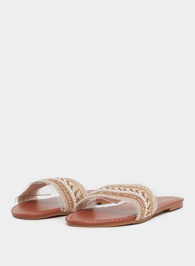 Styli Embellished Flat Sandals - Image 2