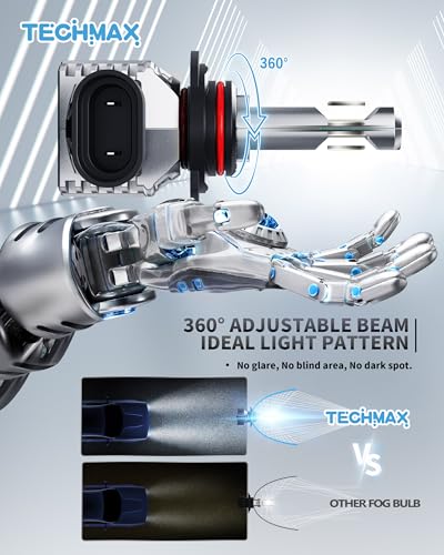 TECHMAX 9005 Light Bulb, HB3 9005 Fog Light Bulb w/Fan 600% Bright 6500K Wireless Direct Insertion Plug and Play, Pack of 2 - Image 2