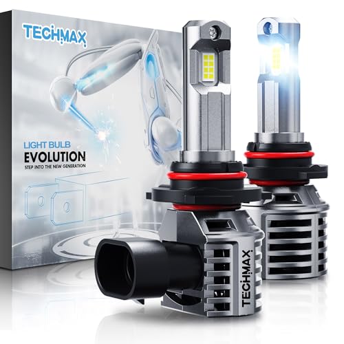 TECHMAX 9005 Light Bulb, HB3 9005 Fog Light Bulb w/Fan 600% Bright 6500K Wireless Direct Insertion Plug and Play, Pack of 2 - Image 1