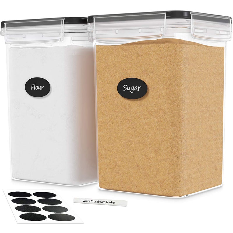 DWÃ‹LLZA KITCHEN DWLLZA KITCHEN Extra Large Flour and Sugar Containers - 2 PC Airtight Food Storage Containers for Pantry Organization and Storage 175 oz - Kitchen Organization Bulk Food Canisters with Marker/Labels - Image 1