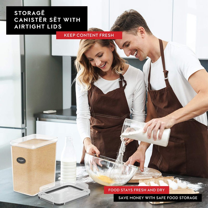 DWÃ‹LLZA KITCHEN DWLLZA KITCHEN Extra Large Flour and Sugar Containers - 2 PC Airtight Food Storage Containers for Pantry Organization and Storage 175 oz - Kitchen Organization Bulk Food Canisters with Marker/Labels - Image 4