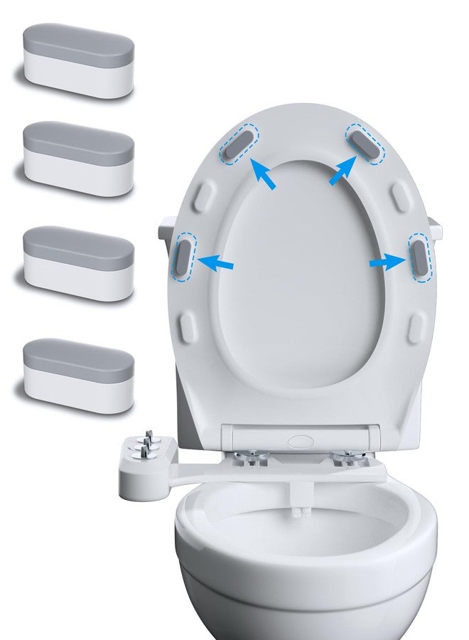 Hibbent 4 pieces Toilet Seat Bumpers for Bidet, Strong Adhesive Toilet Seat Bumpers for Use with Bidet Attachment, Universal Buffer Toilet Lid Bumpers, Grey - Image 1